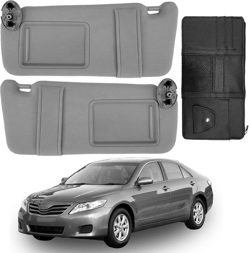 Dimeani fit for Toyota Camry Sun Visor Replacement, fit for 2007 2008 2009 2010 2011 Toyota Camry and Hybrid Without Light, Driver&Passenger Side, 74310-06750-B0 74320-06780-B0 (2PCS-Gray) - Image 1